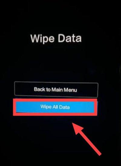 tap on wipe all data