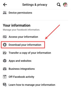 download your information