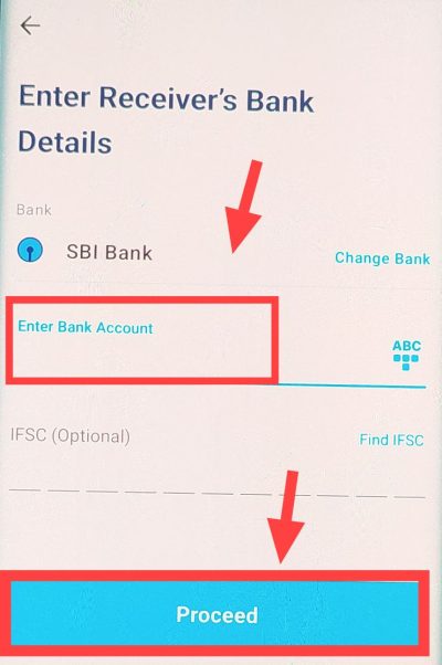enter bank details
