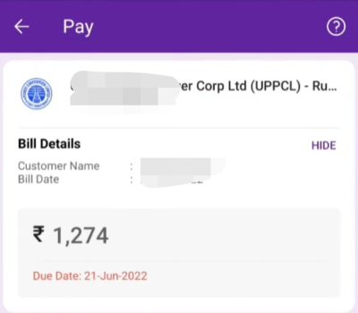 now pay bill in phonepe