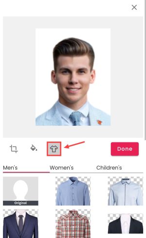 tap on shirt icon