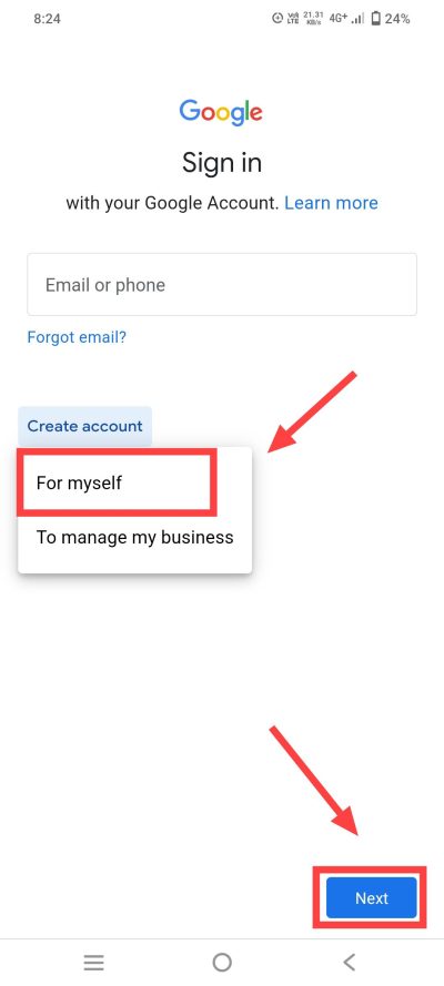 Create Google Account 