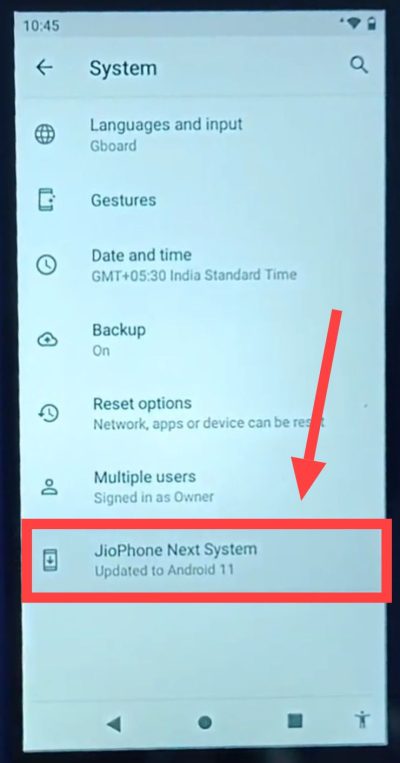 Jio phone next system 