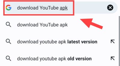 search download YouTube apk
