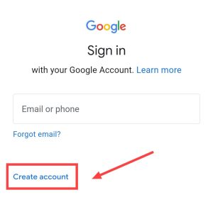 tap on create account