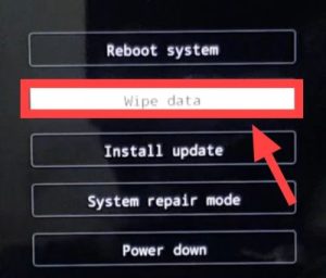 tap on wipe data here