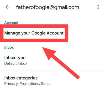tap On Manage your Google Account