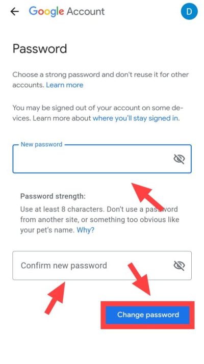 tap On change password