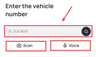 enter vehicle number in carinfo