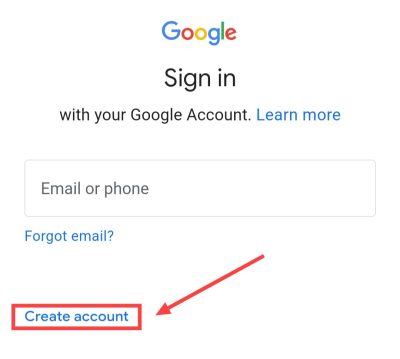 tap on create account