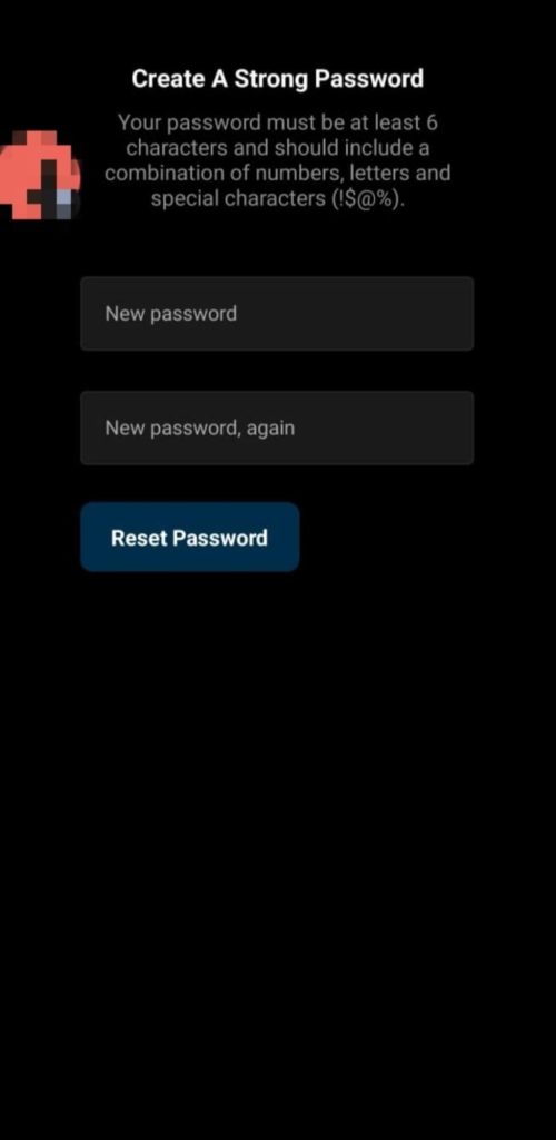 create new password