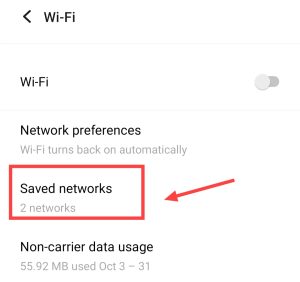 Tap on saved network 