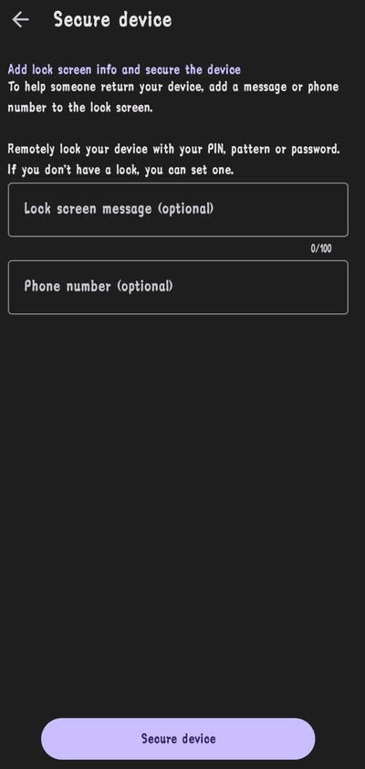 lock screen message
