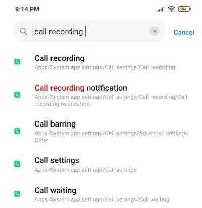 Search call recording 