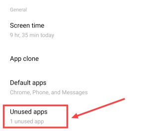 Unused apps
