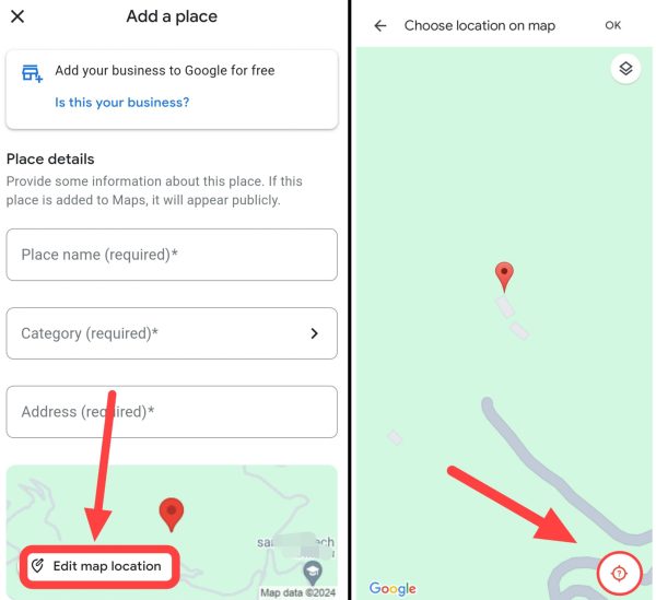 Edit map location