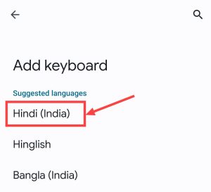 select Hindi language