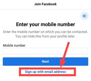 sign up with email address